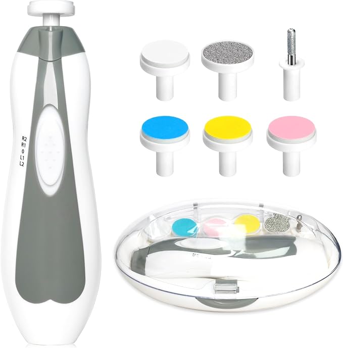 Baby Nail Trimmer Electric, 6 in 1 Baby Nail File Clippers Infant Grooming Kit by Qunlionslife