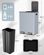 Arlopu 16Gal Dual Trash Can w/2 Built-in Box - Image 2