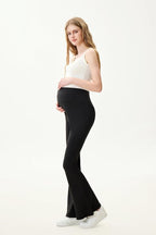 High Waist Yoga Pants, Maternity Bootcut Leggings, Cotton Blend Spandex - Image 6