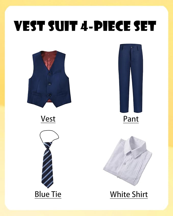 Boys’ Formal Suit 5 Piece Set, Toddler Tuxedos - Image 3