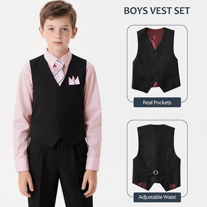 Boys Suits Formal Dress Vest and Pants Set - Image 3