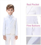 Boys Suits 5 Pieces Slim Fit Blazer Pants Black Blue Outfit Suit - Image 3