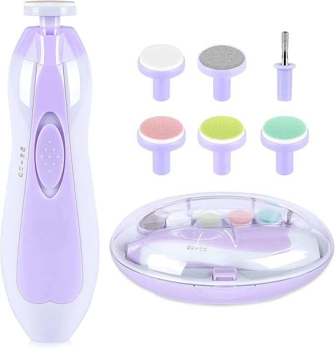 Baby Nail Trimmer Electric, 6 in 1 Baby Nail File Clippers Infant Grooming Kit by Qunlionslife