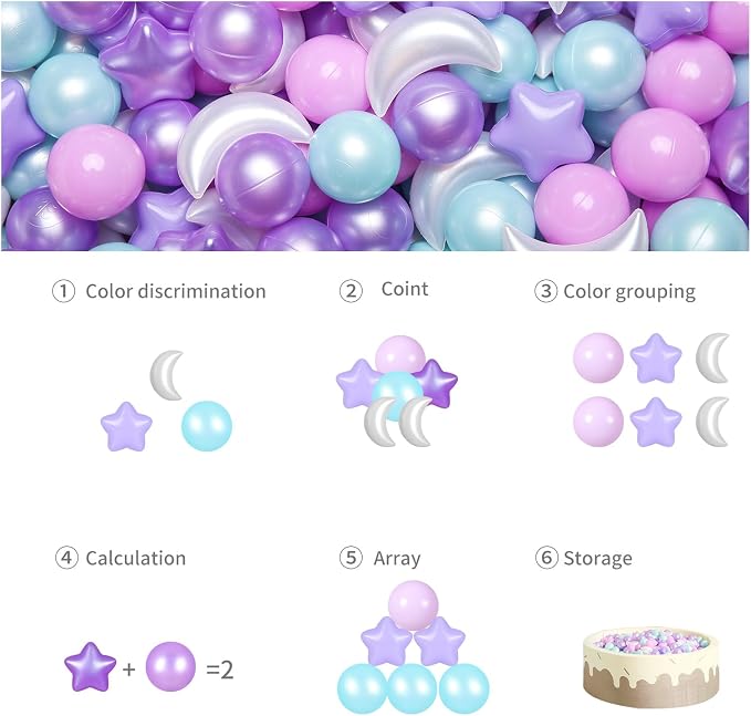 GOGOSO Ball Pit Balls Stars Moon Shapes Plastic Pitballs - Image 8