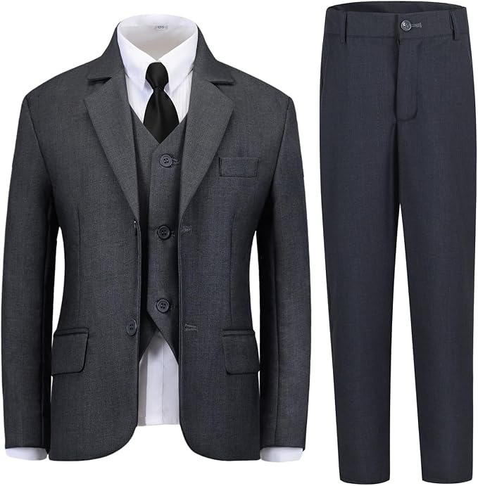 Boys Suit for Kids Teens Formal 5 Piece Tuxedo Suit Set by Lycody