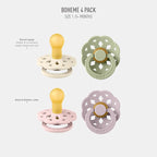 BIBS Boheme Soother 4-Pack | BPA Free Dummy Pacifier | Round Nipple | Natural - Image 2