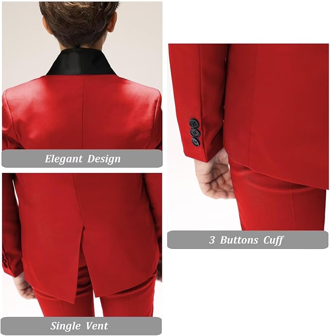 Boys Suit for Toddler Tuxedo Kids Formal Suits Set 5 Pieces Wedding Outfit - Image 6