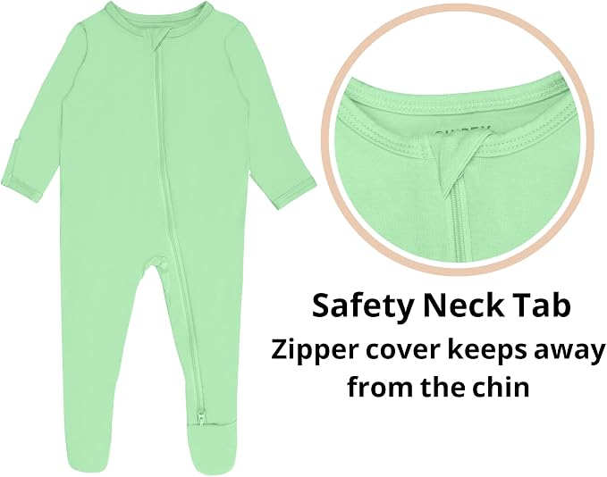 Baby Boy Footed Pajamas with Mittens, Rayon Made from Bamboo Sleepers, 2 Way - Image 2