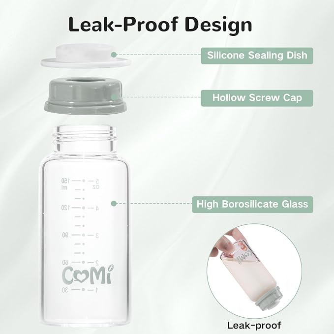 COMI Natural Glass Baby Bottle, Standard Neck Breastmilk Storage Bottle - Image 6