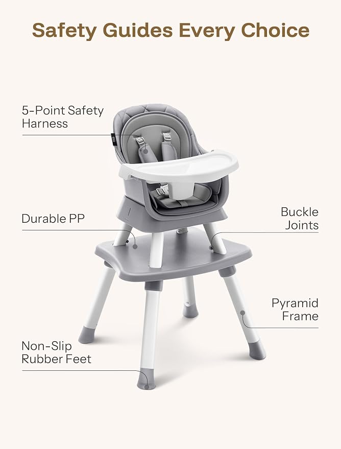 HARPPA 6 in 1 Baby High Chair, Convertible Infant Feeding Chair - Image 9