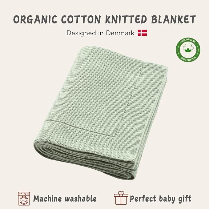 Knitted Organic Cotton Baby Blanket- Swaddle Blanket - Image 3
