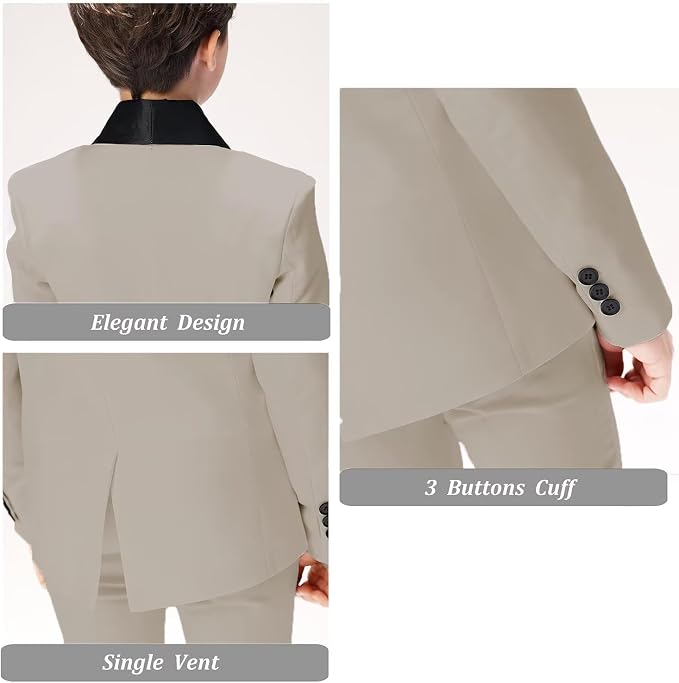 Boys Suit for Toddler Tuxedo Kids Formal Suits Set 5 Pieces Wedding Outfit - Image 6