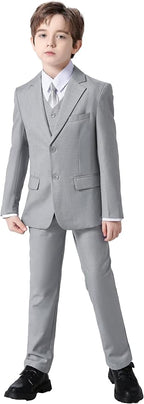Boy's Suit Formal Slim Fit 5 Pieces Suit Set Blazer Vest Pants - Image 6