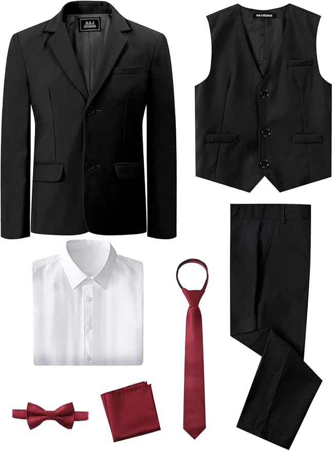 A&J DESIGN Boys 7-Piece Formal Suit Ring Bearer Outfit - Image 3