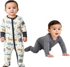 Baby Footed Pajamas with Mittens Rayon from Bamboo 2pcs Newborn Infant 2-way - Image 3