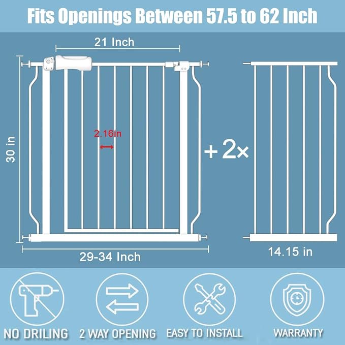57.5-62 Inch Extra Wide Baby Gates - Image 2