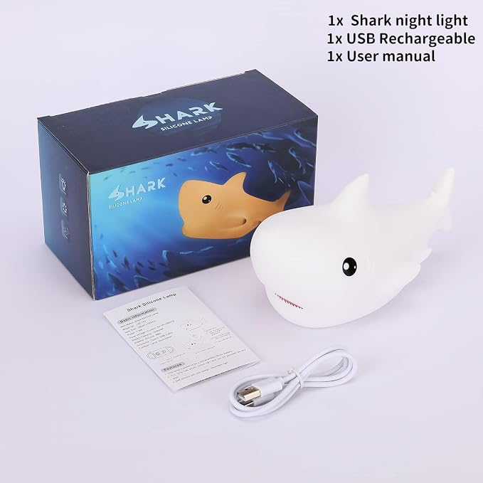 LOVERUIS Shark Night Light for Children, 7 Color Changing LED Portable Touch - Image 8