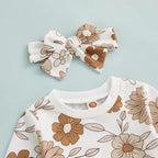 3Pcs Baby Girl Outfits Daisy Sweatshirt + Pants + Headband Infant Fall Winter - Image 2