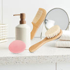 3PCS Baby Hair Brush with Wooden Handle and Comb Set - Image 3