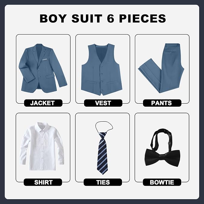 JPF Boy's Formal Suit Set Slim Fit Kids Tuxedo Suits - Image 2
