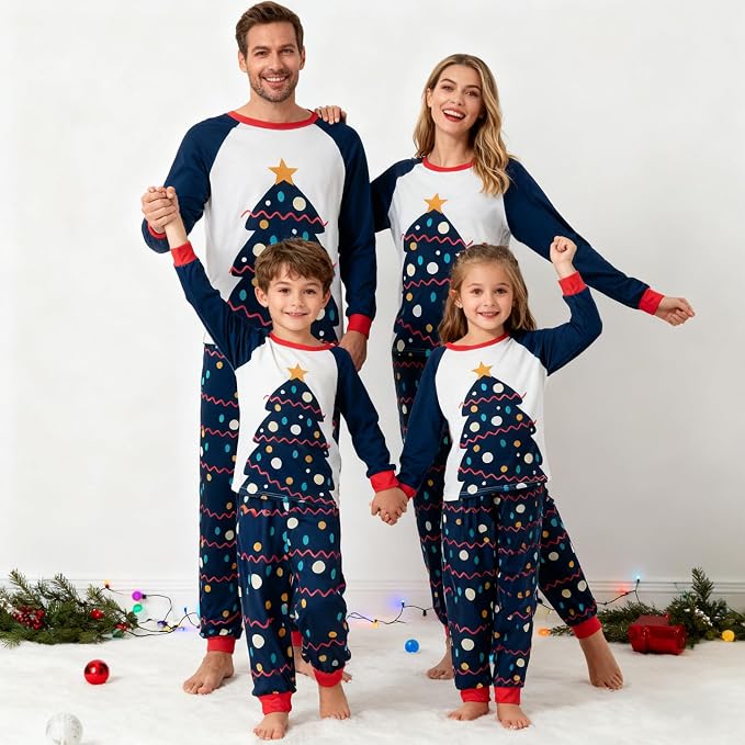 Awoscut Christmas Family Matching Pajamas Christmas Pjs Holiday Nightwear - Image 4