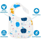 Zainpe 6Pcs Snap Muslin Cotton Baby Bibs Dinosaur Star Bear Pattern Bib - Image 3