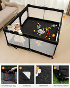 Foldable Baby Playpen with Non-Removable Thick Mat, Extra Large Collapsible - Image 3