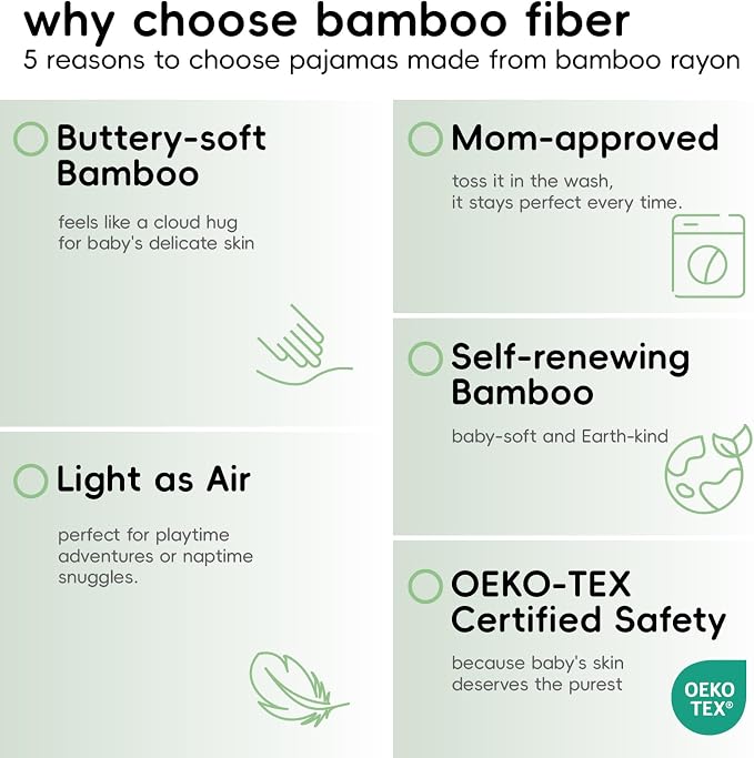 pureborn Baby Toddler Kids Viscose from Bamboo Pajamas Set Pjs 2pcs 18M-8Y - Image 3