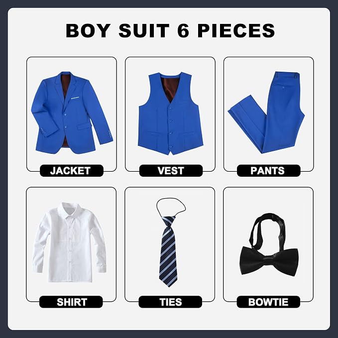 JPF Boy's Formal Suit Set Slim Fit Kids Tuxedo Suits - Image 2
