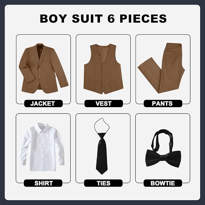 JPF Boy's Formal Suit Set Slim Fit Kids Tuxedo Suits - Image 2