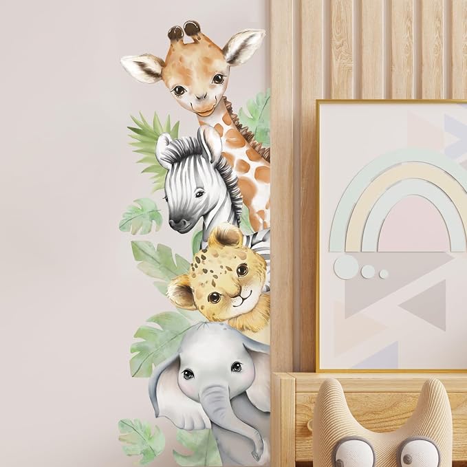 44.88x 15.75 Inch Watercolor Animal Wall Decals Jungle Animal Wall Stickers - Image 2