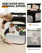 Foldable Baby Playpen with Non-Removable Thick Mat, Extra Large Collapsible - Image 4
