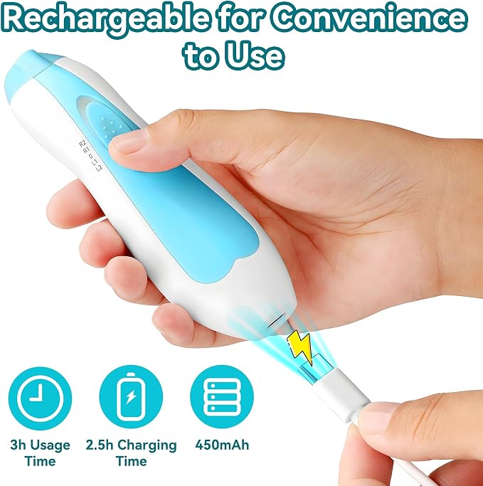 Baby Nail Trimmer Electric, 6 in 1 Rechargeable Baby Nail Clippers Manicure Set - Image 2