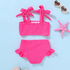 YOUNGER TREE Toddler Girls Two Pieces Swimsuit Color Block Stripe Swimwear - Image 3