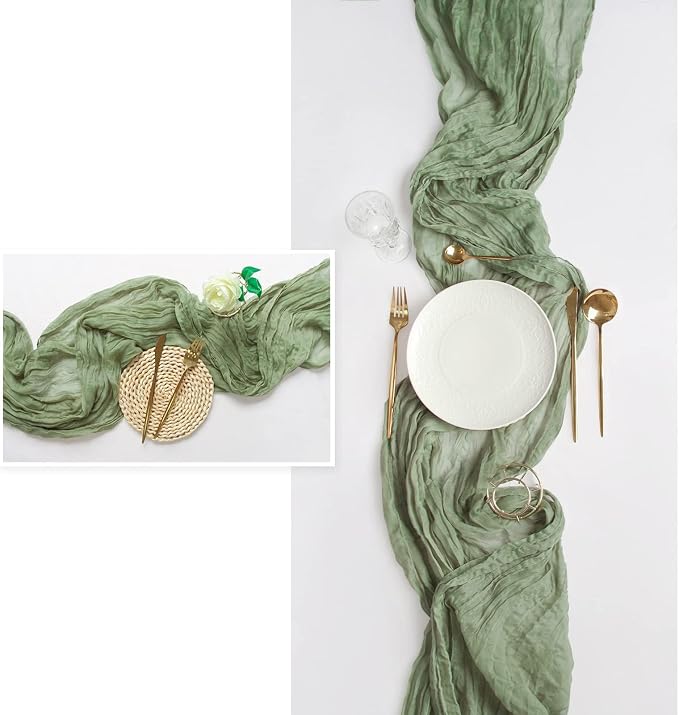 FEXIA 10 Pack Sage Green Table Runner 35x120 Inches - Image 6