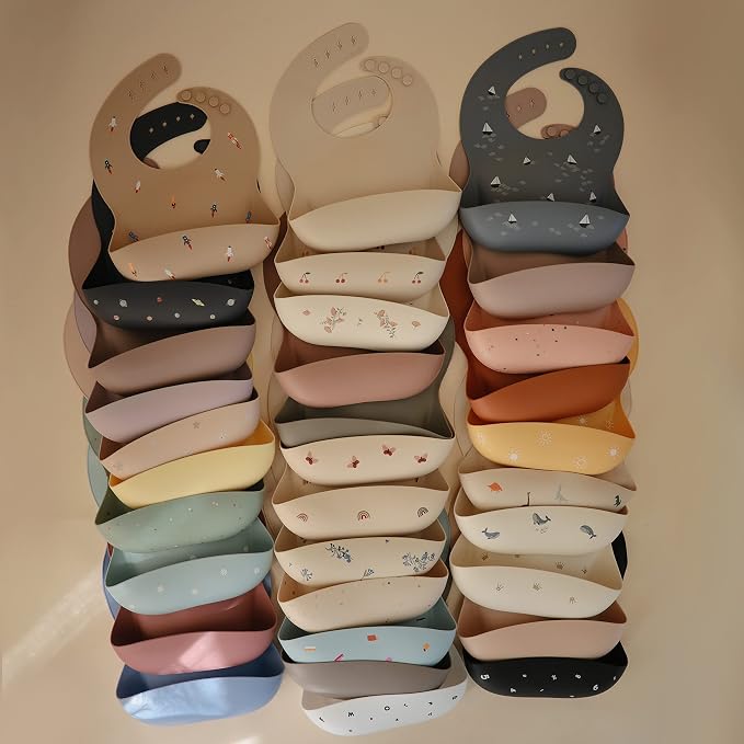 mushie Silicone Baby Bib | Adjustable Fit Waterproof Bibs - Image 8