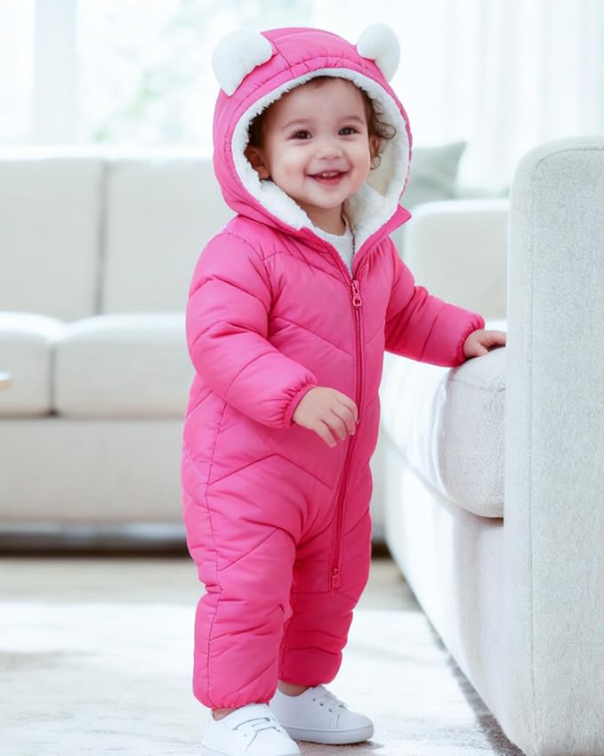 Funnycokid Baby Snowsuit Infant Winter Puffer Coat Newborn 3-24M Hooded - Image 2