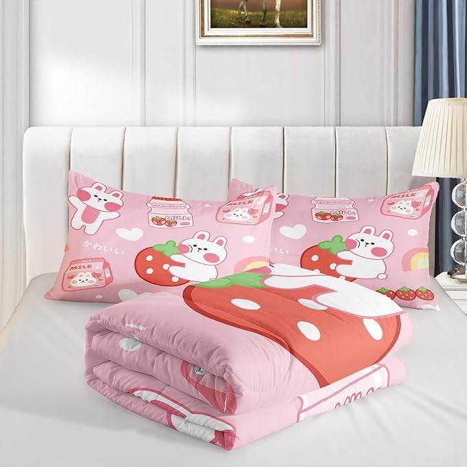 QOOMO Strawberry Rabbit Comforter Set - Image 4