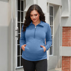 GINKANA Maternity Women's Long Sleeve Shirt Half Zipper Lapel Lightweight - Image 3