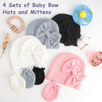 BQUBO Newborn Baby Hats Mittens Set Hospital Hat Beanie Infant Bow Hats Baby - Image 5