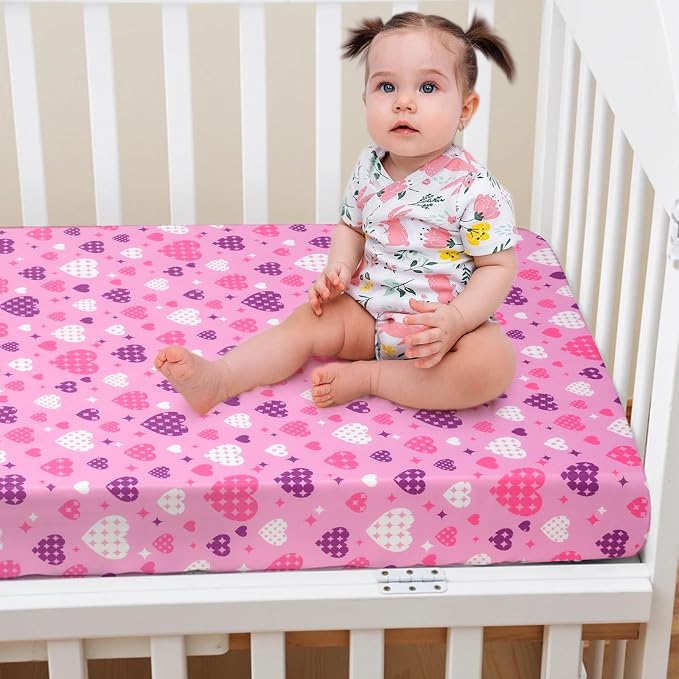 UOMNY Crib Sheet Heart Fitted Crib Sheets Baby Sheet - Image 3