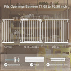 Extra Wide Baby Gate with Door Pressure Mounted 71.65-76.38 Inch, Child Baby - Image 2