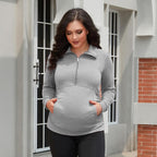 GINKANA Maternity Women's Long Sleeve Shirt Half Zipper Lapel Lightweight - Image 3