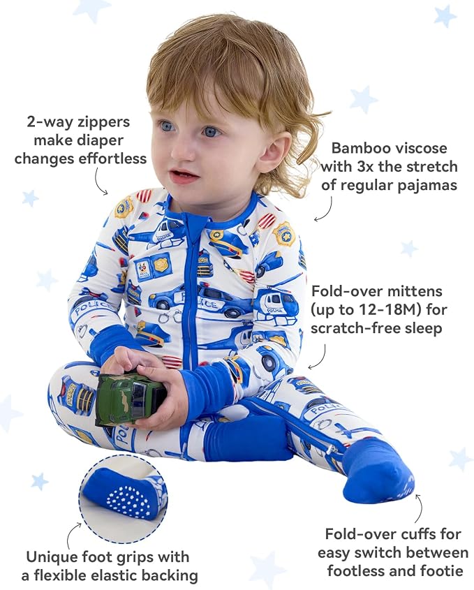 Bamboo Viscose Baby Convertible Footie Pajama, Zipper Pajamas - Image 2