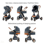2 in 1 Baby Stroller with Bassinet Mode, Reversible Infant Pram, One-Click - Image 4