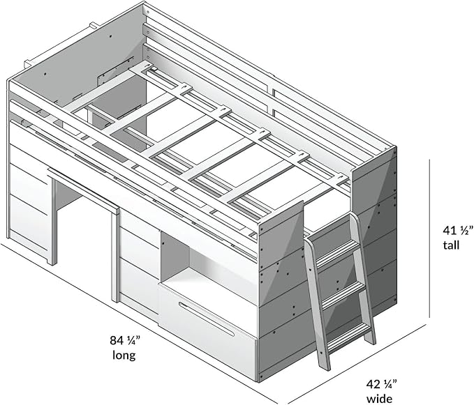 Max & Lily Loft Bed Twin Size, Solid Wood Low Loft Bed - Image 2
