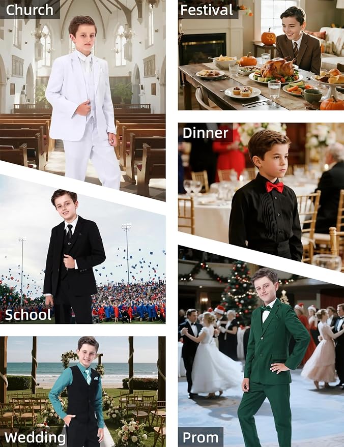 A&J DESIGN Boys 7-Piece Formal Suit Ring Bearer Outfit - Image 6