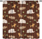 Jungle Safari Animals Blackout Curtains Cartoon Tropical Forest Animals by JADERYS