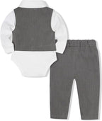Baby Boy Clothes Suits Infant Gentleman Wedding Outfit Formal Dress Shirt Vest - Image 2