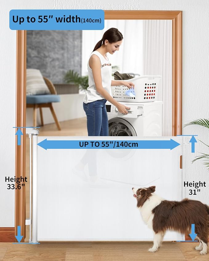 Retractable Baby Gate for Doorways and Stairs, Mesh Safety Gate for Pet - Image 3